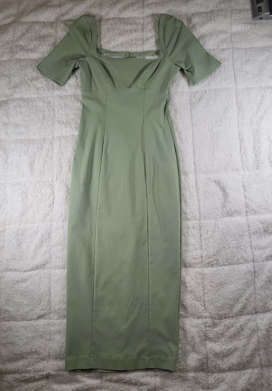 ASOS DESIGN Midi Dress US 4 Green Short Sleeve Square Neck Split Back